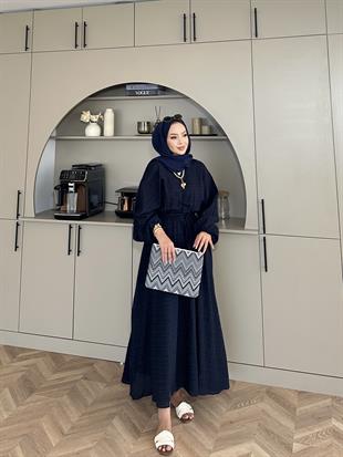 Lamina Elbise Lacivert