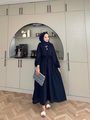 Lamina Elbise Lacivert