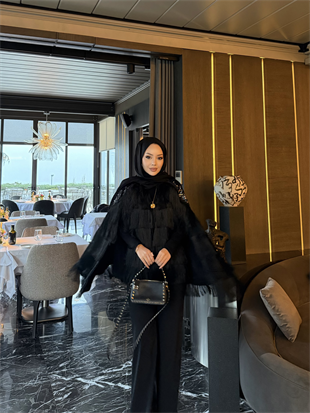 Lara Püsküllü Pantolonlu Takım Siyah (5728)