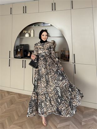 Larisa Drapeli Şifon Elbise Siyah (5720)