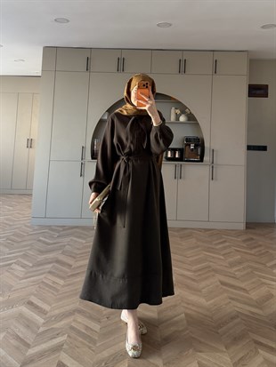 Laube Bağlamalı Modal Elbise Acı Kahve (2335)