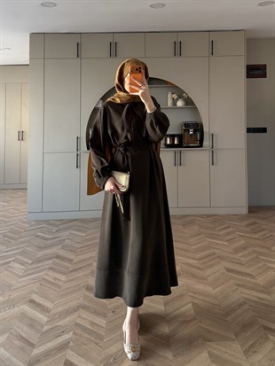 Laube Bağlamalı Modal Elbise Acı Kahve (2335)