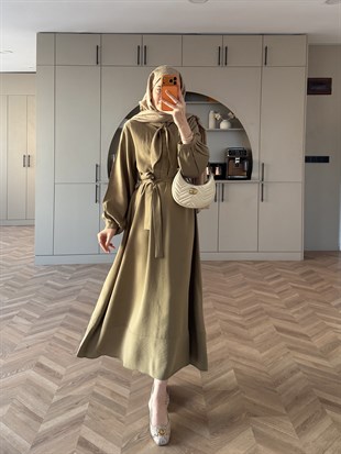 Laube Bağlamalı Modal Elbise Haki (2335)