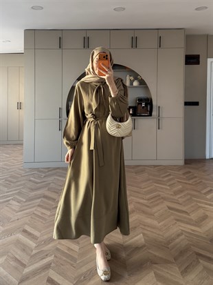 Laube Bağlamalı Modal Elbise Haki (2335)