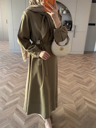 Laube Bağlamalı Modal Elbise Haki (2335)