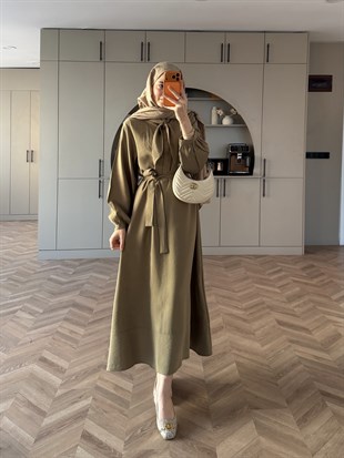 Laube Bağlamalı Modal Elbise Haki (2335)