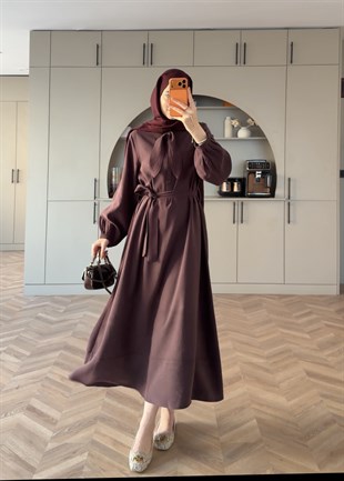Laube Bağlamalı Modal Elbise Mürdüm (2335)