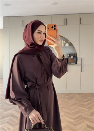 Laube Bağlamalı Modal Elbise Mürdüm (2335)