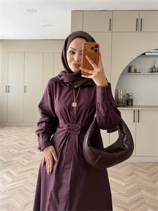 Lava Toka Detaylı Gömlek Elbise Mürdüm (4416)