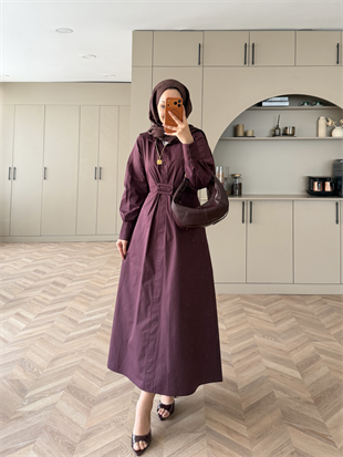 Lava Toka Detaylı Gömlek Elbise Mürdüm (4416)