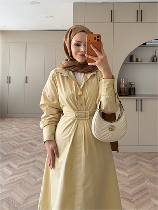 Lava Toka Detaylı Gömlek Elbise Sarı (4416)