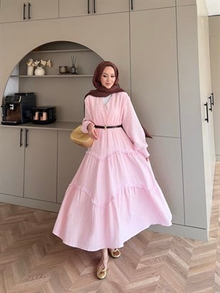 Lavin Müslin Elbise Pembe (4496)