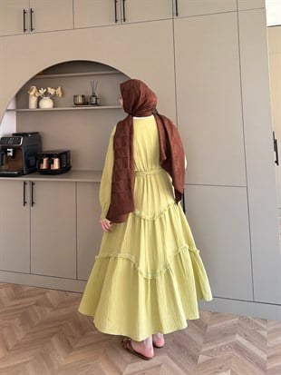 Lavin Müslin Elbise Yağ Yeşili (4496)