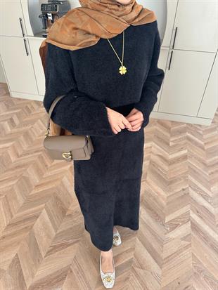 Leah Sakallı Triko Etekli Takım Siyah