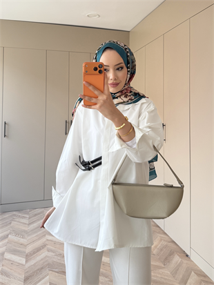 Leon Kemer Detaylı Gömlek Beyaz (4410)