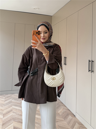 Leon Kemer Detaylı Gömlek Kahve (4410)