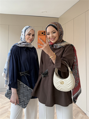 Leon Kemer Detaylı Gömlek Kahve (4410)