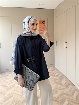 Leon Kemer Detaylı Gömlek Lacivert (4410)