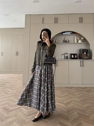 Leopar Kürk Yaka Ceket Haki