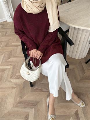 Leopar Simli Merserize Kazak Bordo