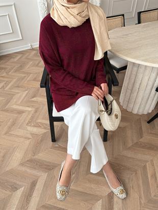 Leopar Simli Merserize Kazak Bordo