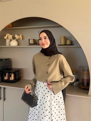 Levra Düğmeli Gömlek Haki (5526)