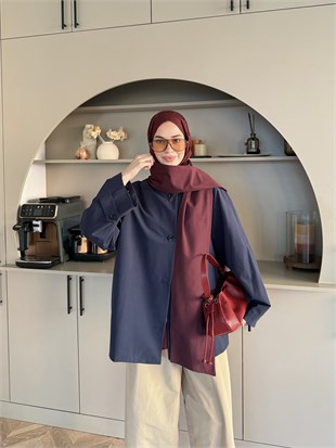 Leya Atkı Detaylı Trenç Lacivert (4576)