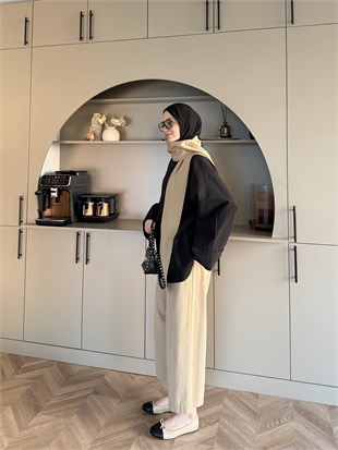 Leya Atkı Detaylı Trenç Siyah (4576)
