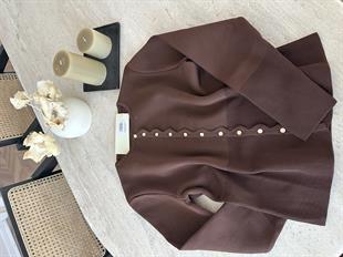 Leyna Çelik Örme Hırka Kahve