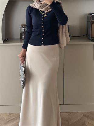 Leyna Çelik Örme Hırka Lacivert