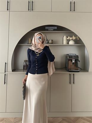 Leyna Çelik Örme Hırka Lacivert