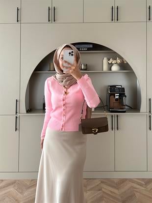 Leyna Çelik Örme Hırka Pembe 