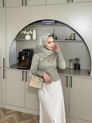 Leyna Çelik Örme Hırka Vizon