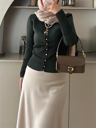 Leyna Çelik Örme Hırka Zümrüt Yeşili