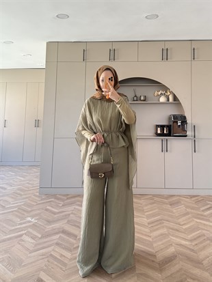 Lilas Asimetrik Pantolon Takım Haki (4479)