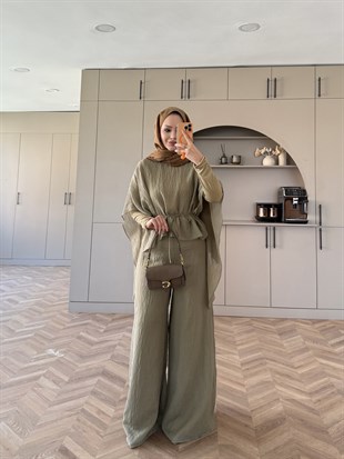 Lilas Asimetrik Pantolon Takım Haki (4479)