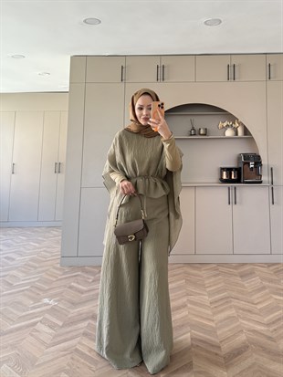 Lilas Asimetrik Pantolon Takım Haki (4479)
