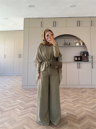 Lilas Asimetrik Pantolon Takım Haki (4479)