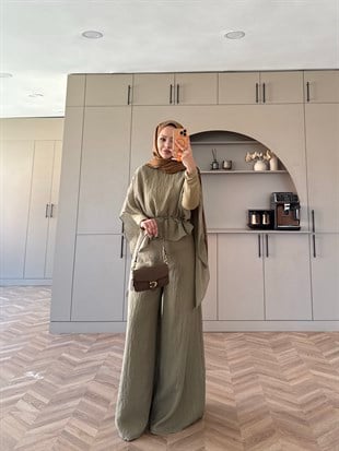 Lilas Asimetrik Pantolon Takım Haki (4479)