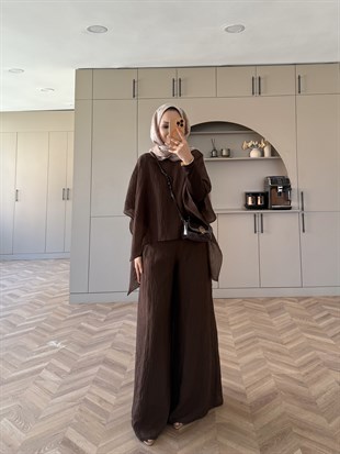 Lilas Asimetrik Pantolon Takı Kahve (4479)