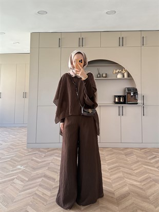 Lilas Asimetrik Pantolon Takı Kahve (4479)