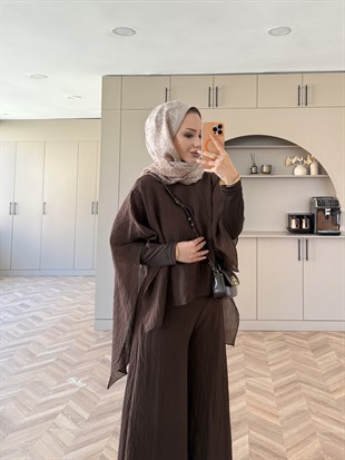 Lilas Asimetrik Pantolon Takı Kahve (4479)