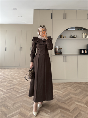 Lili Yaka Detaylı Kot Elbise Kahve (2001)