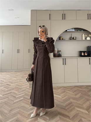 Lili Yaka Detaylı Kot Elbise Kahve (2001)