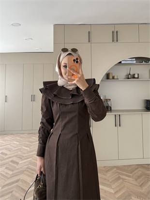 Lili Yaka Detaylı Kot Elbise Kahve (2001)