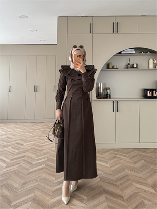 Lili Yaka Detaylı Kot Elbise Kahve (2001)