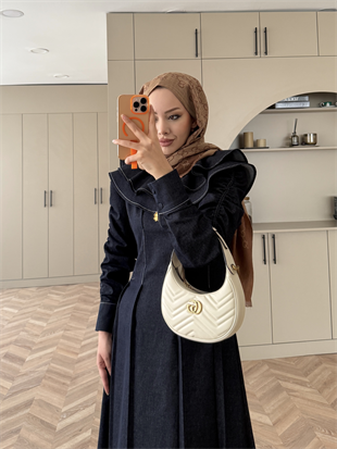 Lili Pelerinli Kot Elbise Lacivert (2001)