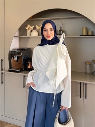 Lilium Bağlama Detaylı Gömlek Ekru (4537)