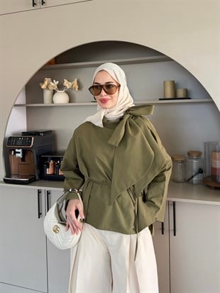 Lilium Bağlama Detaylı Gömlek Haki (4537)