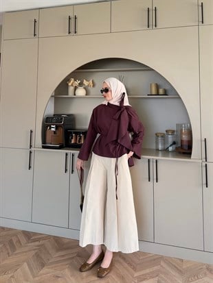 Lilium Bağlama Detaylo Gömlek Mürdüm (4537)